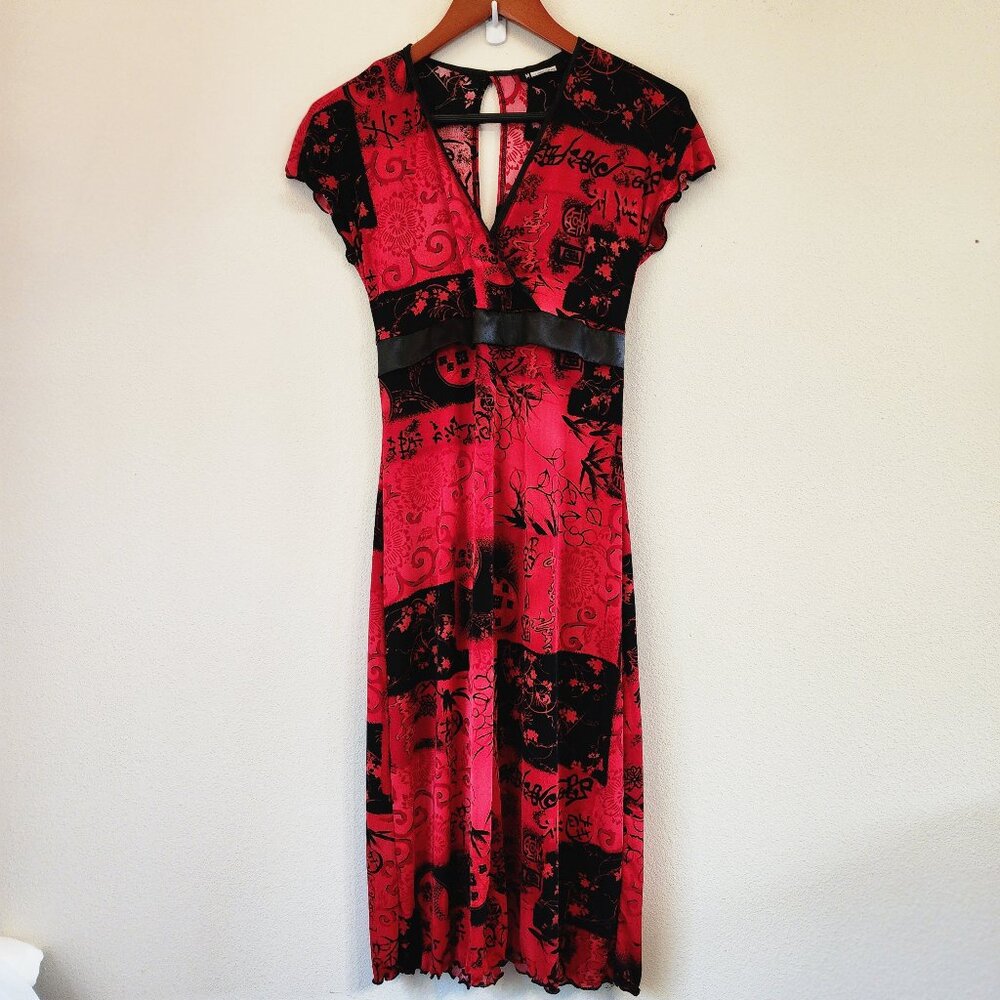 Vtg Y2K M Collectio Fairy Grunge Whimsigoth Asian Insp Midi Dress Women L USA